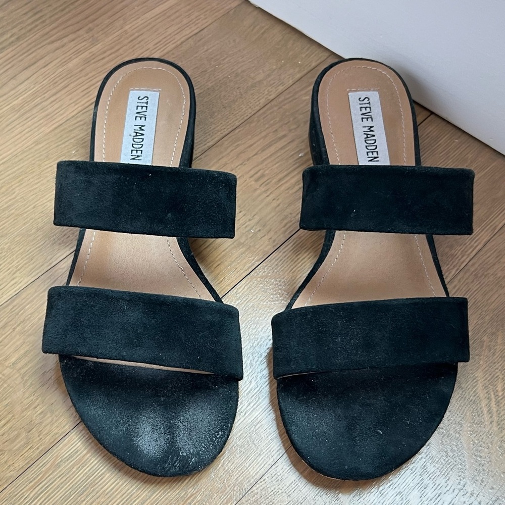 Steve Madden Black Suede slide sandals size 6.5